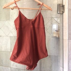 Acacia Cefalu mesh one-piece swimsuit in rust